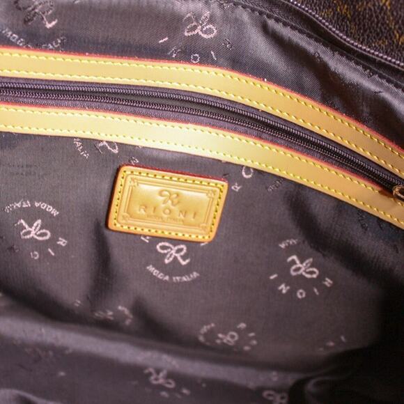 Rioni Kendall Weekender Tote Brown Canvas Leather Satchel - Picture 4 of 5